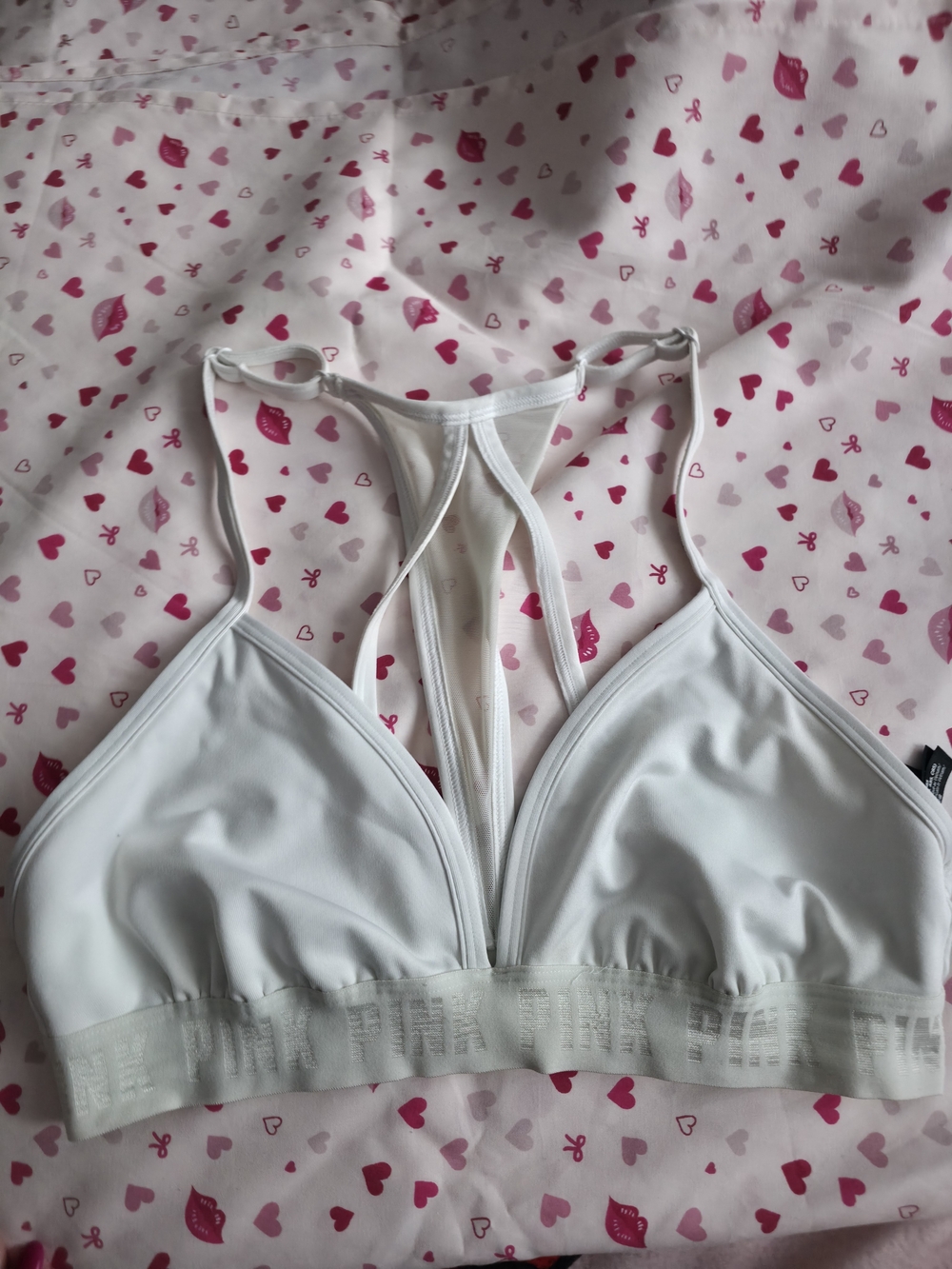 PINK Victoria's Secret White Racerback Bralette